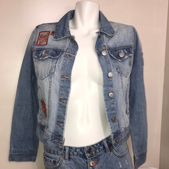 Streetwear Society Denim Blue Patches Crop Jacket - Picture 6 of 16